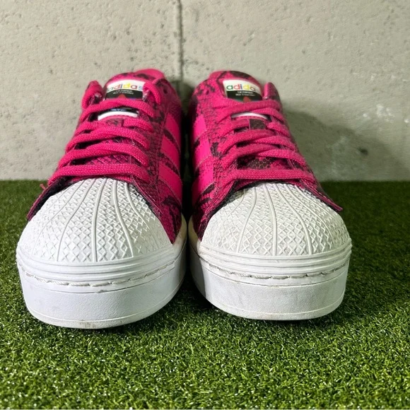 Adidas Superstar Bold Magenta Pink Snakeskin Platform FW3696 Shoes Women’s 7 - Picture 2 of 9